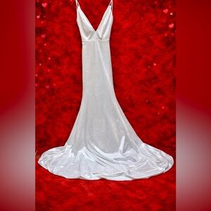 Chic White Satin Gown